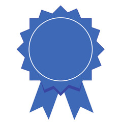 Blue badges rosettes award realistic composition with isolated view of ornate paper badge vector illustration