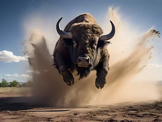 Foto auf Alu-Dibond buffalo running © AGSTRONAUT