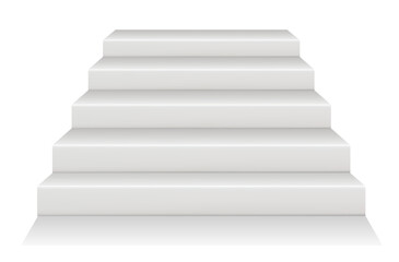 White stair step staircase front podium isolated on white background. Vector graphic design element illustration