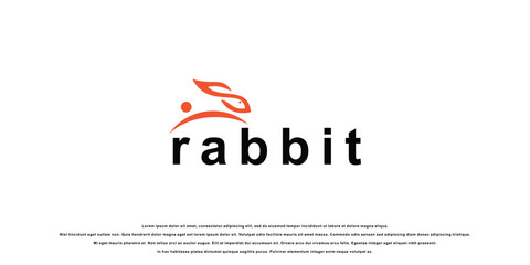 Simple rabbit logo design with modern concept  premium vector © arif