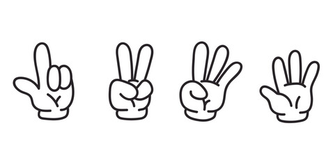 Hand finger number glove count one two three four five isolated set. Vector flat graphic design illustration
