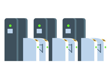Airport train station gate access security electronic machine control concept. Vector flat graphic design illustration