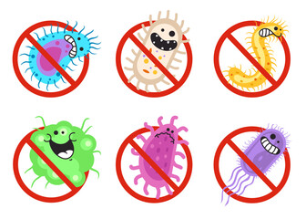 Germ virus antibacterial anti bacteria bacterial control concept. Vector flat graphic design illustration
