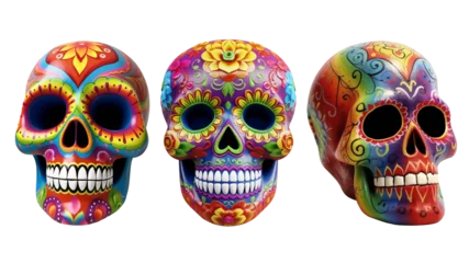 Rolgordijnen Schedel Day of The Dead colorful Skull with floral ornament. Mexican sugar skull.