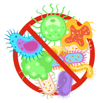 Germ Virus Antibacterial Anti Bacteria Bacterial Control Concept. Vector Flat Graphic Design Illustration
