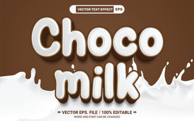3d choco milk editable vector text effect