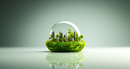 Smart city with ESG,Environmental social and corporate governance or net zero concepts.carbon credit and business investment.green power energy idea. - obrazy, fototapety, plakaty