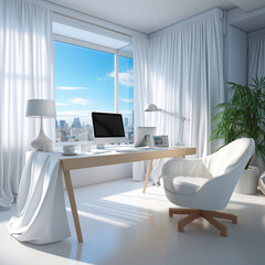 Comfortable workplace in home office. 