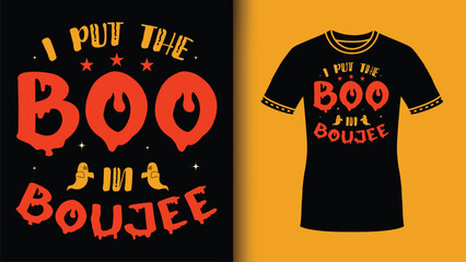 I put the boo in boujee halloween svg retro tshirt design with Witch vector