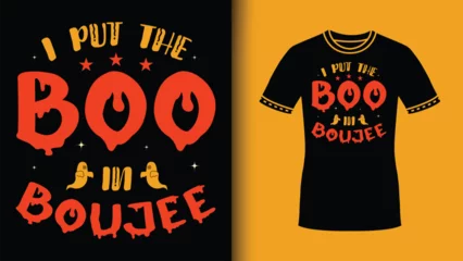 Fotobehang I put the boo in boujee halloween svg retro tshirt design with Witch vector © Mobashir Hossen