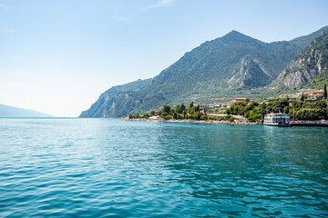 Background on the Garda lake from the ferr