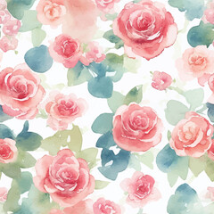 Fototapeta premium Watercolor flowers seamless pattern 