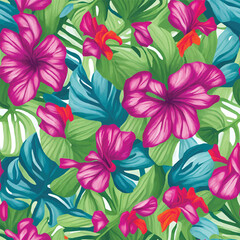 Watercolor flowers seamless pattern 