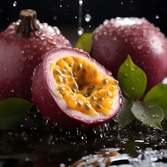 highlights very fresh red pomegranate type a, generative ai