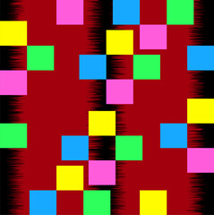 
Colorful Square on Black and Red Background Pattern, Tile