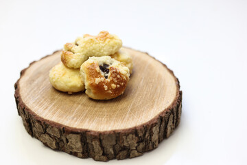 wedding pastry on a wooden board