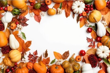 Naklejka na ściany i meble Autumn background with pumpkins. Thanksgiving, fall, halloween greeting card, invitation concept