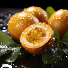 highlights very fresh yellow pomegranate type a, generative ai