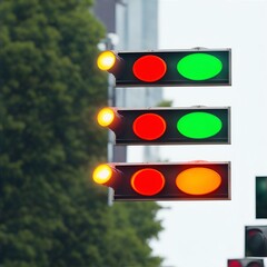 traffic light on the green background