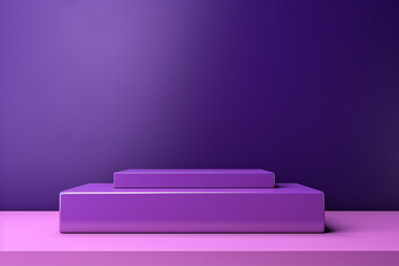 Product display podium. Product display stand. Empty product stage on purple background.