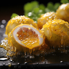 highlights very fresh yellow pomegranate type d, generative ai