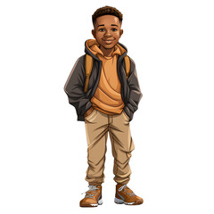 Obraz premium Black Boy African American Clipart Illustration