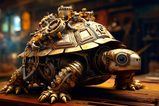 Steampunk cyborg turtel