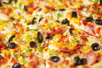 pizza with salami and olives