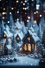 Enchanting Christmas clear backdrop with falling snowflakes, winter art, soft lighting, dusk, festive photograph, cozy mood, creative photo manipulation technique
