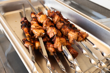 Ready shashlick on the skewers