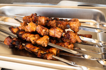 Ready shashlick on the skewers