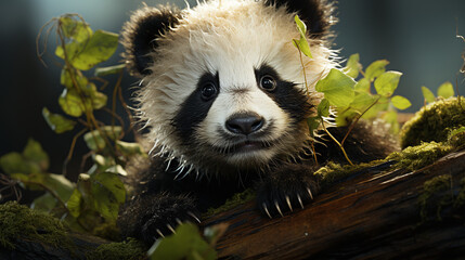 Baby Panda Bear Close-up. Generative Ai.