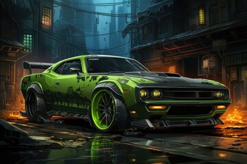 supercar, tuning cars in the style of hot wheels and rocket league - obrazy, fototapety, plakaty