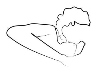 Abstract Man and Woman kissing in Minimal One Line Art Drawing