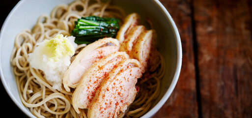 Buckwheat noodles with duck meat
