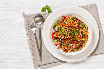 asian slaw, crunchy oriental cabbage salad in bowl