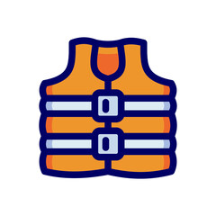 Life jacket single icon in flat color style
