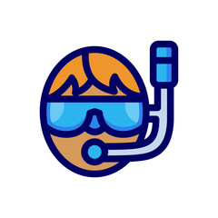 Diving equipment single icon in flat color style