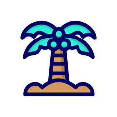 Coconut tree single icon in flat color style