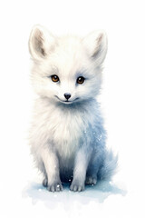 Obraz premium Baby white fox, watercolor.