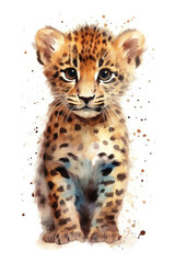 Baby leopard, watercolor.