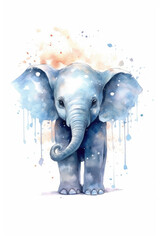 Baby elephant, watercolor.