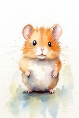 Baby hamster, watercolor.