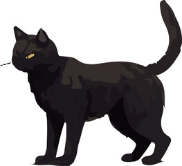 Clip art of realistic black cat_illpainting