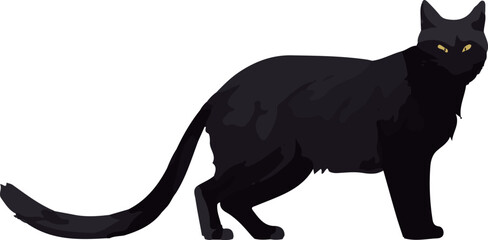 Clip art of realistic black cat_illpainting