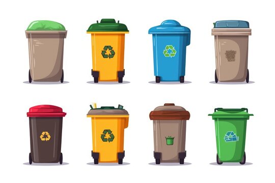waste bins full of different types of garbage