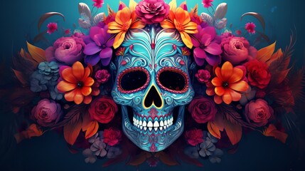 Vibrant Day of the Dead Skull A Mexican Celebration