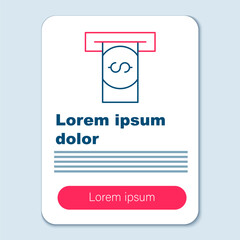 Line ATM - Automated teller machine and money icon isolated on grey background. Colorful outline concept. Vector