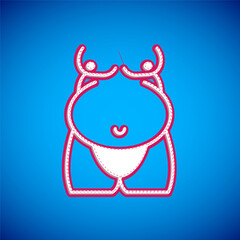 White Obesity icon isolated on isolated on blue background. Unhealthy lifestyle. Wrong food. Vector