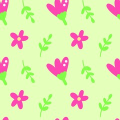 Seamless pattern with flower and leaf 